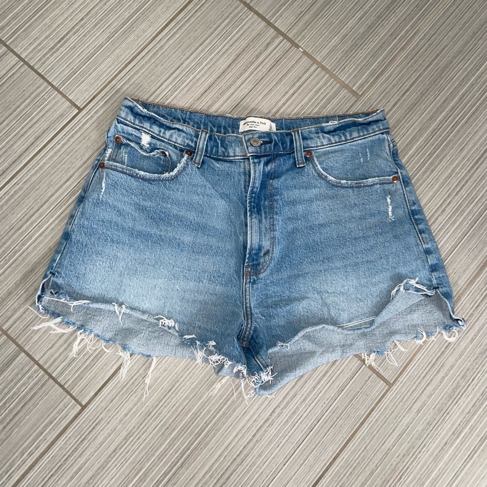 Abercrombie Blue Distressed Denim Shorts